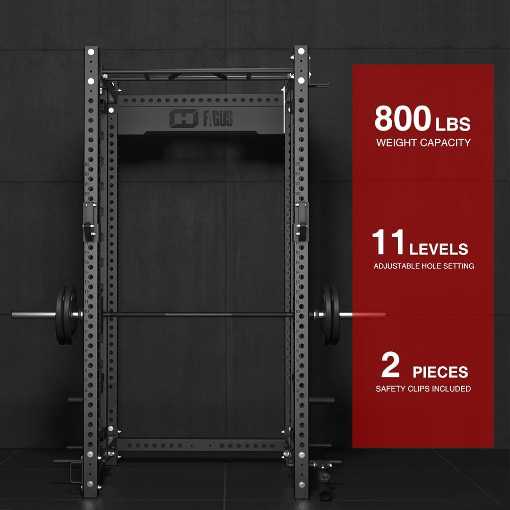 FAGUS H Black Smithe Machine Attachment for 3"x3" Power Cage Squat Rack, 2400lbs Multi-Functional Power Rack, Commercial Weight Lifting Gym Cage for Home Gym Free Weight with Attachment Set