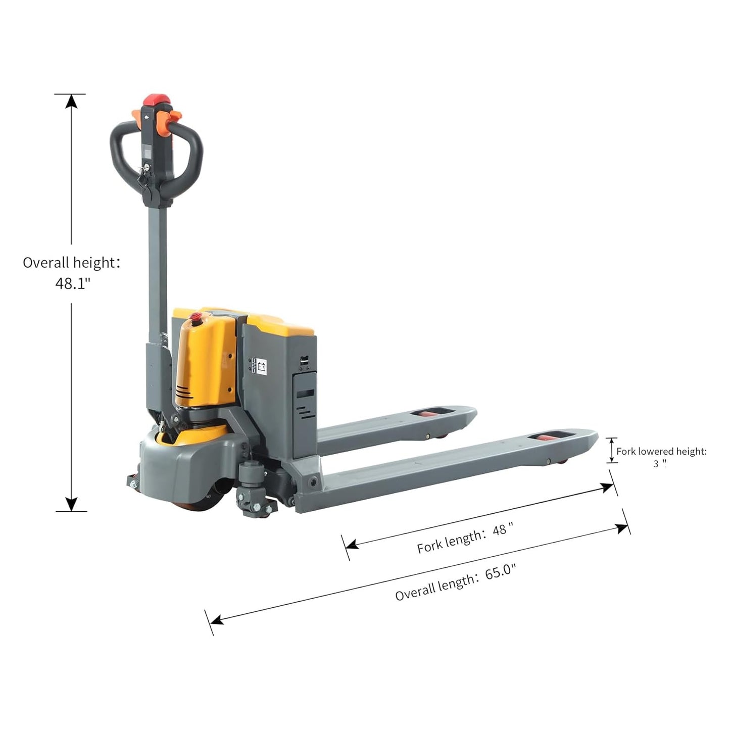 APOLLOLIFT 4400lb Capacity Full Electric Pallet Jack Truck, Lithium Battery Powered Pallet Truck 48 x 27 Forks, Lift Jacks for Narrow Spaces