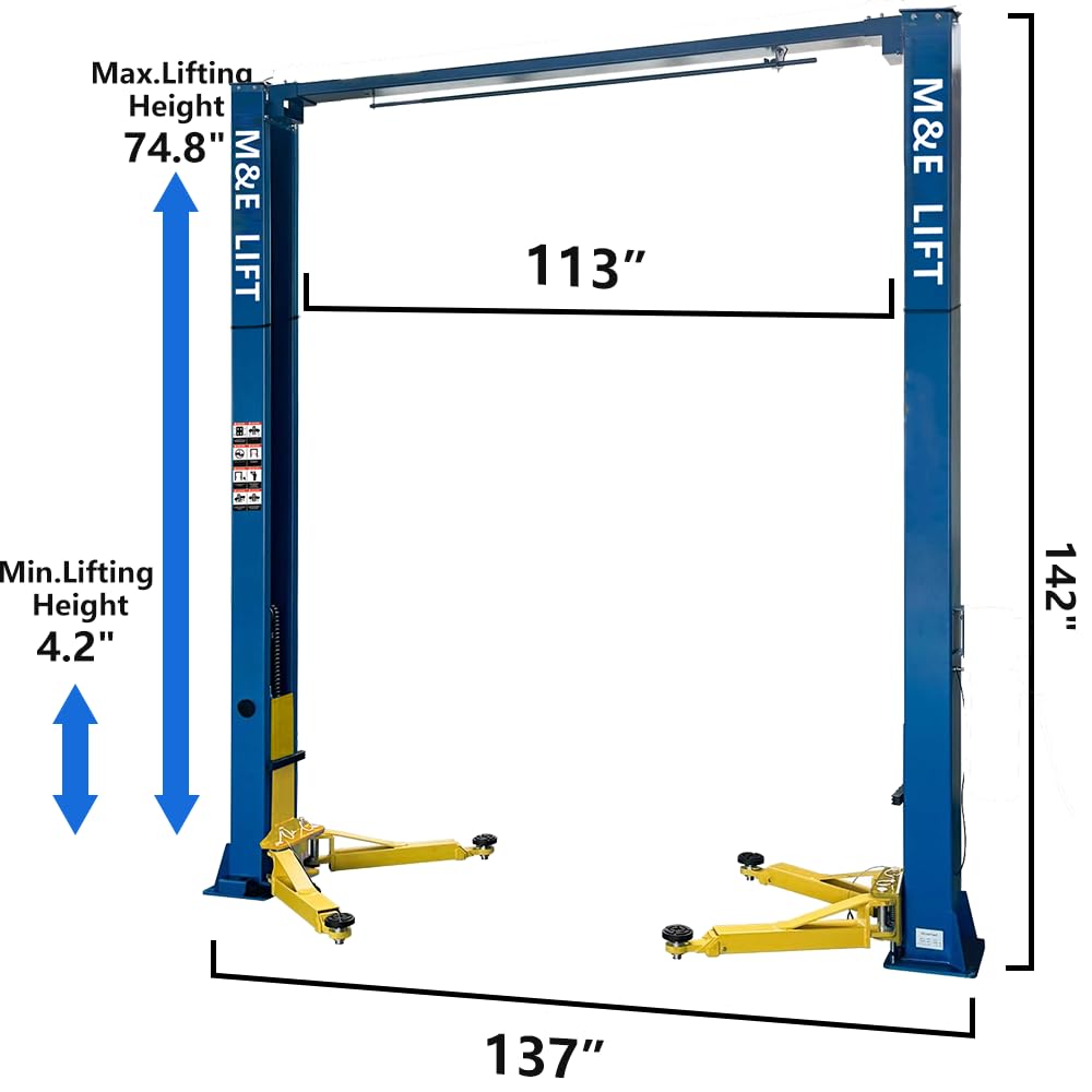 ME 9000lbs 110v 2 Post Lift Max. Lifting Height 74.8" 2 Post Car Lift Auto Lift Clearfloor Lifts Car Hoist for Home Shop Garage(ME-M90-110V)