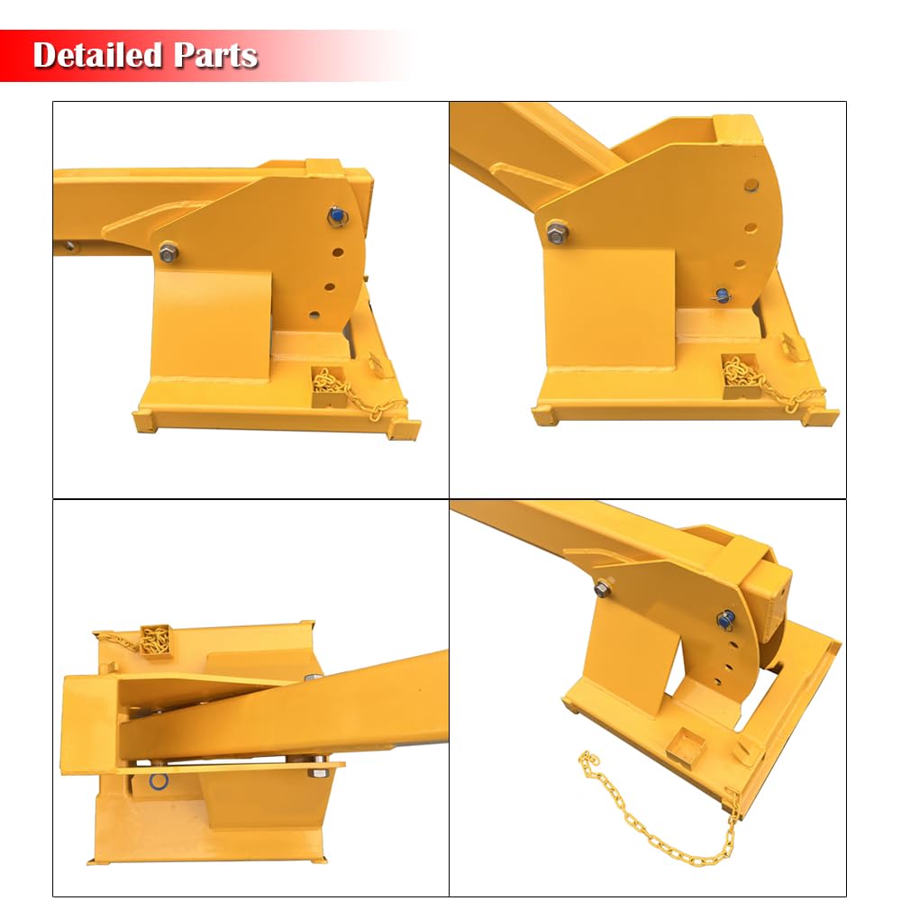 EQCOTWEA 2-Ton Forklift Jib Boom Crane Attachment, Extendable Jib Crane, 0-75° Adjustable Tilt, 7-12ft Telescopic Boom Arm, 2 Hooks, for Lifting & Material Handling – Compatible with Forklifts