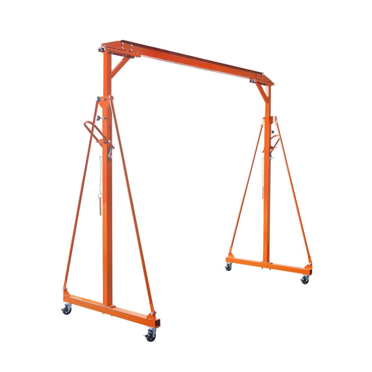 Adjustable Height Gantry Crane 1100-lb Capacity,All-Steel Portable Crane with Auto-Lock and Locking Casters,95-142 Inch Height Industrial Lifting Equipment for Warehouse,Workshop