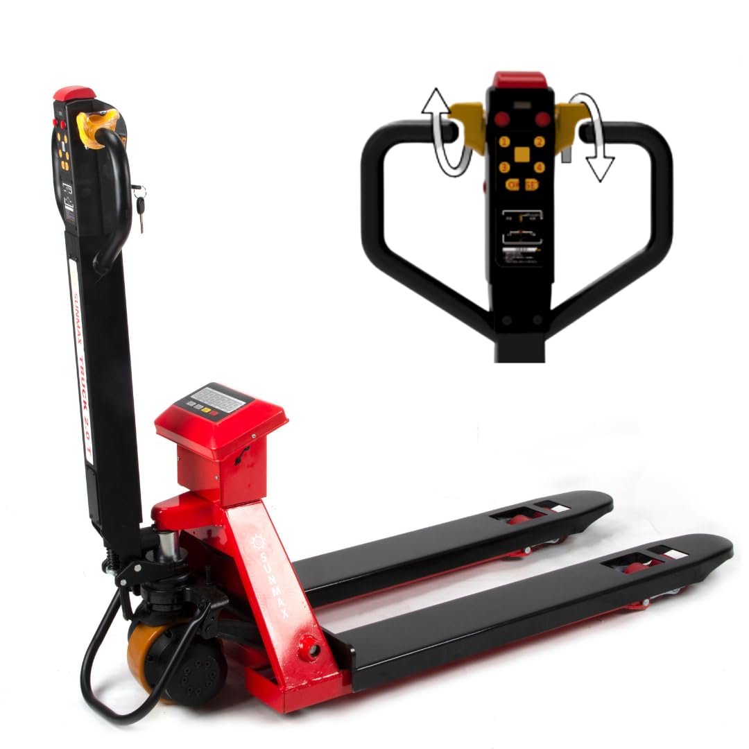 Full-Electric Pallet Jack Truck with Built-in Scale, 4400 lbs Capacity, 48" x 27" Fork Size, Electric Brake