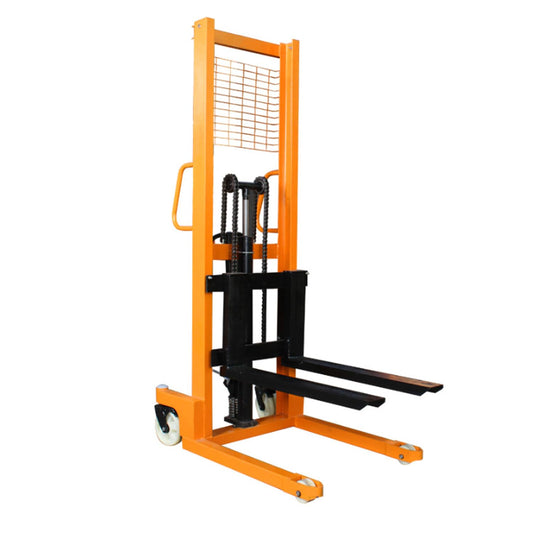 HNZXIB Manual Pallet Stacker - 2200 lbs Capacity, 63" Lift Height, Adjustable Forks (7.9"-37.4"), Straddle Legs, Heavy-Duty Steel Mast, Foot/Hand Pump for Warehouse & Loading (2200LBS)