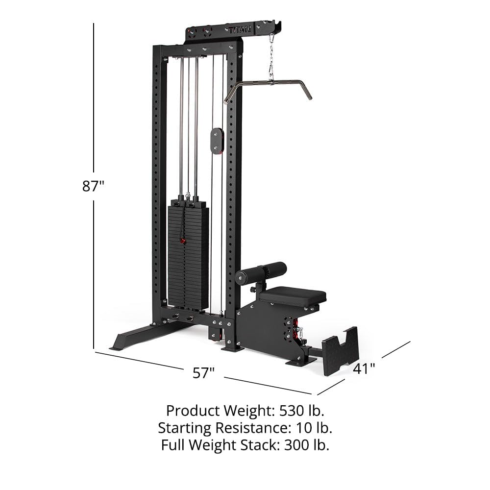 Titan Fitness LAT Tower Machine, Single Stack 300 LB Cable Pull Specialty Machine, LAT Pulldown Low Cable Row Machine, Compact Space-Efficient Trainer, Build Back and Shoulder Strength