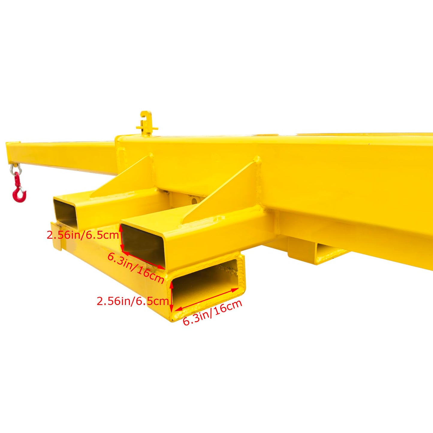 TECHTONGDA Dual-Direction Forklift Jib Crane - 6600 Lbs Telescoping Boom Works in Transverse & Longitudinal, Adjustable Mobile Crane Lifting Hoist Jib Boom with 2 Hooks, Forklift Attachment