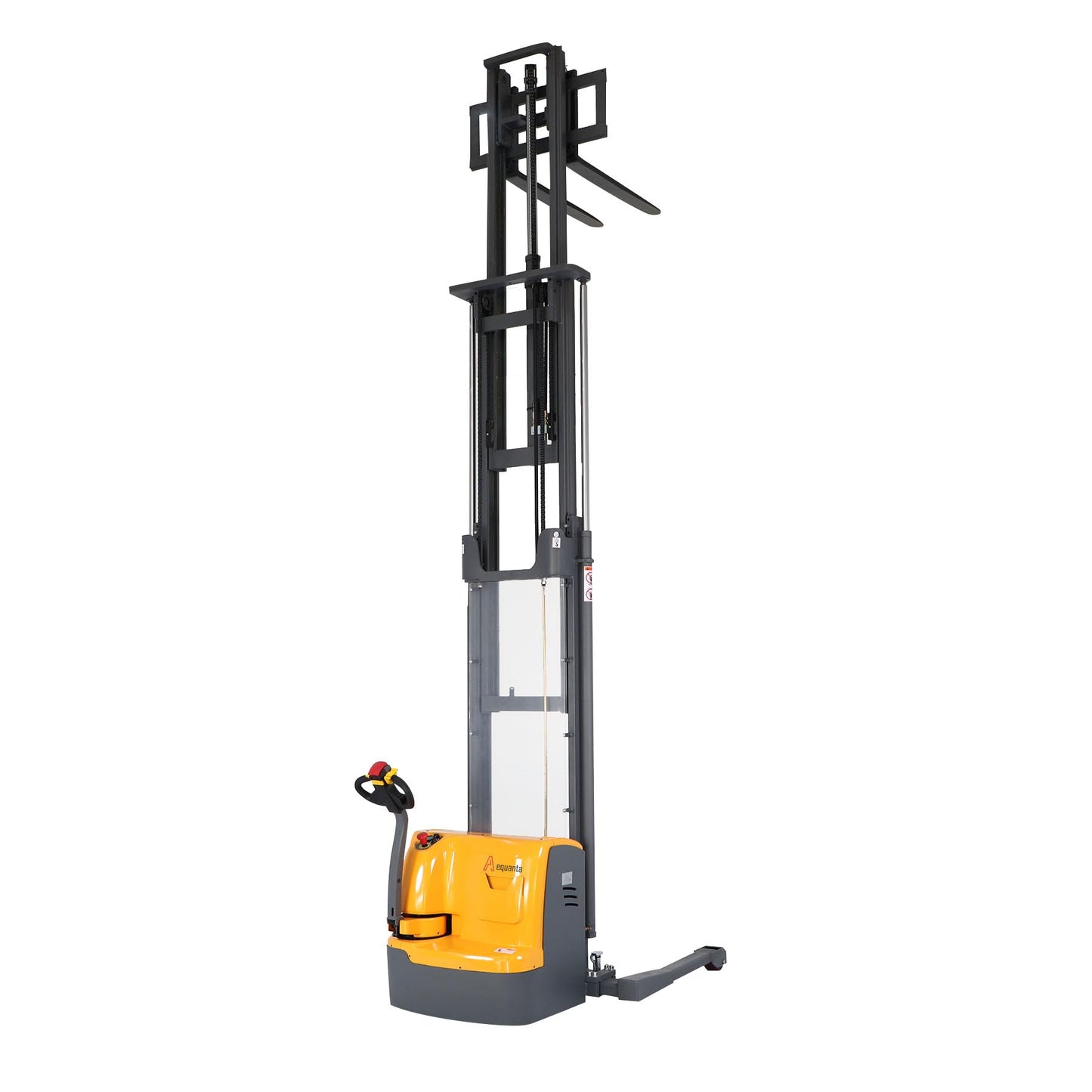 Aequanta Powered Forklift with Straddle Legs, Fully Powered Drive and Lift Electric Stacker, Adjustable Forks 3300Lbs Capacity 220" Max Lifting Height