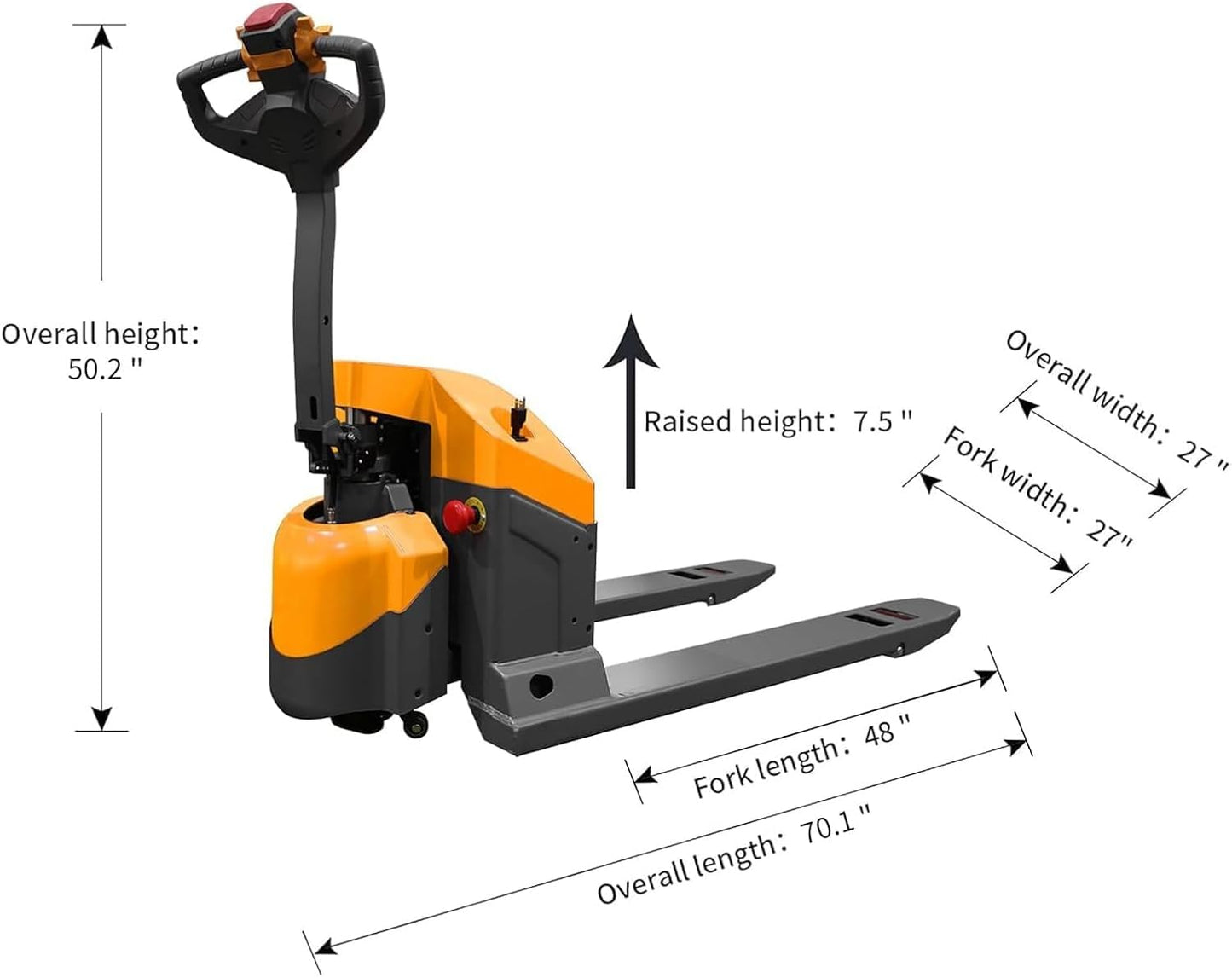 APOLLOLIFT Full Electric Pallet Jack, 4400lbs Capacity 48" x 27" Fork Size Pallet Truck with Emergency Key Switch for Narrow Space-2PCS