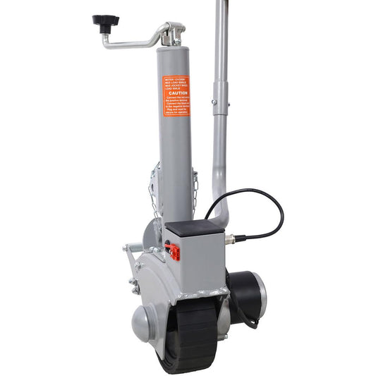 CWKISS Electric Trailer Dolly, 5000 lbs Capacity, 660 lbs Jockey Wheel Load, 8" Solid Rubber Wheel, 22 ft/min Moving Speed, Adjustable Height, Reinforced Steel, Automatic Brake, Silver