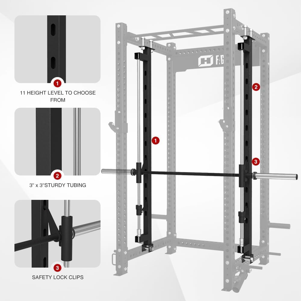 FAGUS H Black Smithe Machine Attachment for 3"x3" Power Cage Squat Rack, 2400lbs Multi-Functional Power Rack, Commercial Weight Lifting Gym Cage for Home Gym Free Weight with Attachment Set