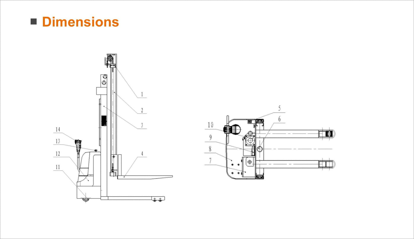 Automated Warehouse Stacker, Semi Electric Portable Self-Loading Stackers Pallet, 3000mm Lifting Height, 1150mm Fork Length, PU Wheels, Outdoor and Indoor Pavement Use
