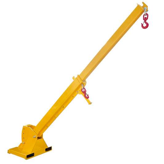 HQHAOTWU Forklift Jib Boom Crane 4400lbs Capacity Telescoping Mobile Crane Industrial 0-75 Degrees Tilting Lifting Hoist Truss Jib Boom with 2 Hooks Manual Telescopic 7-12ft for Warehouse & Factories