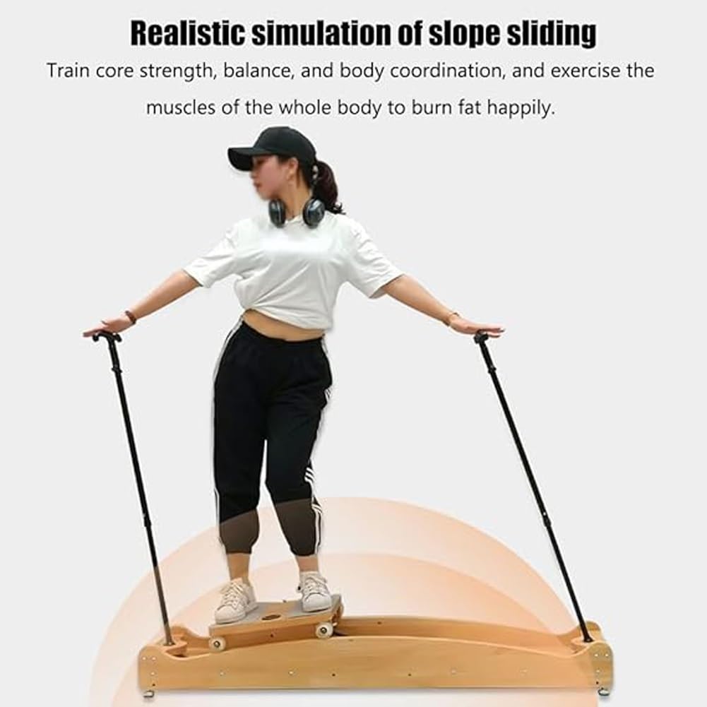 Aerobic Simulator Ski Trainer Machine, Multifunction Cardio Exercise Equipment, Body Balance Workout Machine with Adjustable Armrest, Indoor Simulated Ski Machine, for Beginner, Gym, Waist Strength