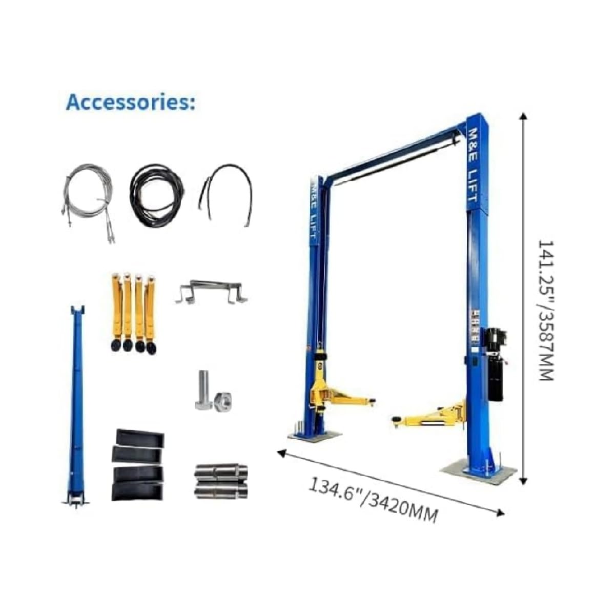 ME-LM110S Two Post Lift 11000Lbs Capacity, Hydraulic Auto Car Lift 2 Post Lift, 220V/60Hz Heavy Duty Vehicle Lift for Shops & Garages