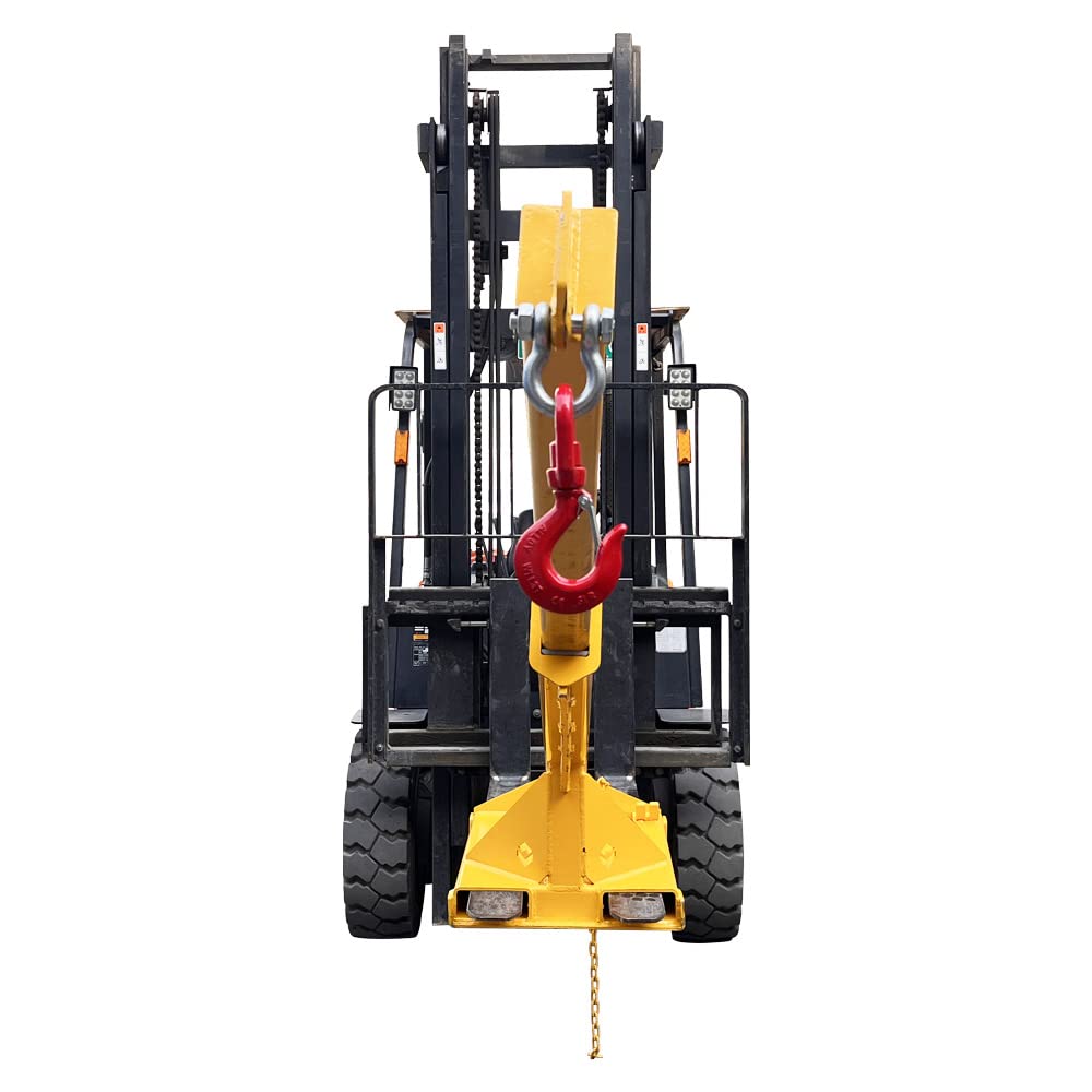 Adjustable Forklift Jib Boom Crane, 6600LB/3T Forklift Mobile Crane, Forklift Crane Attachment with Truss Hoist Jib Boom Hook, 63-98 in Forklift Telescopic Arm