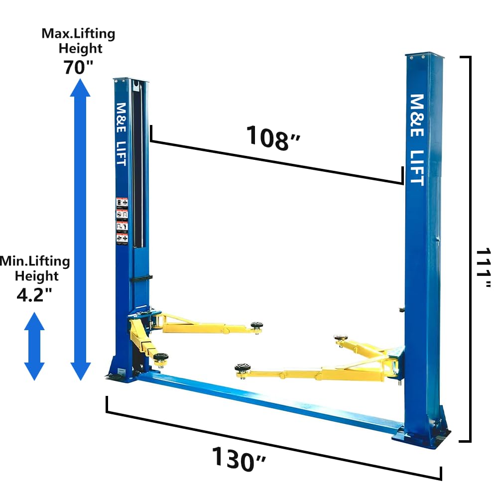 ME-H110YS 2 Post Car Lift 11000LBS 5 Ton Auto Truck Hoist, 220V Hydraulic Vehicle Lift for Garage Workshop, 70" Rise Automotive Lift
