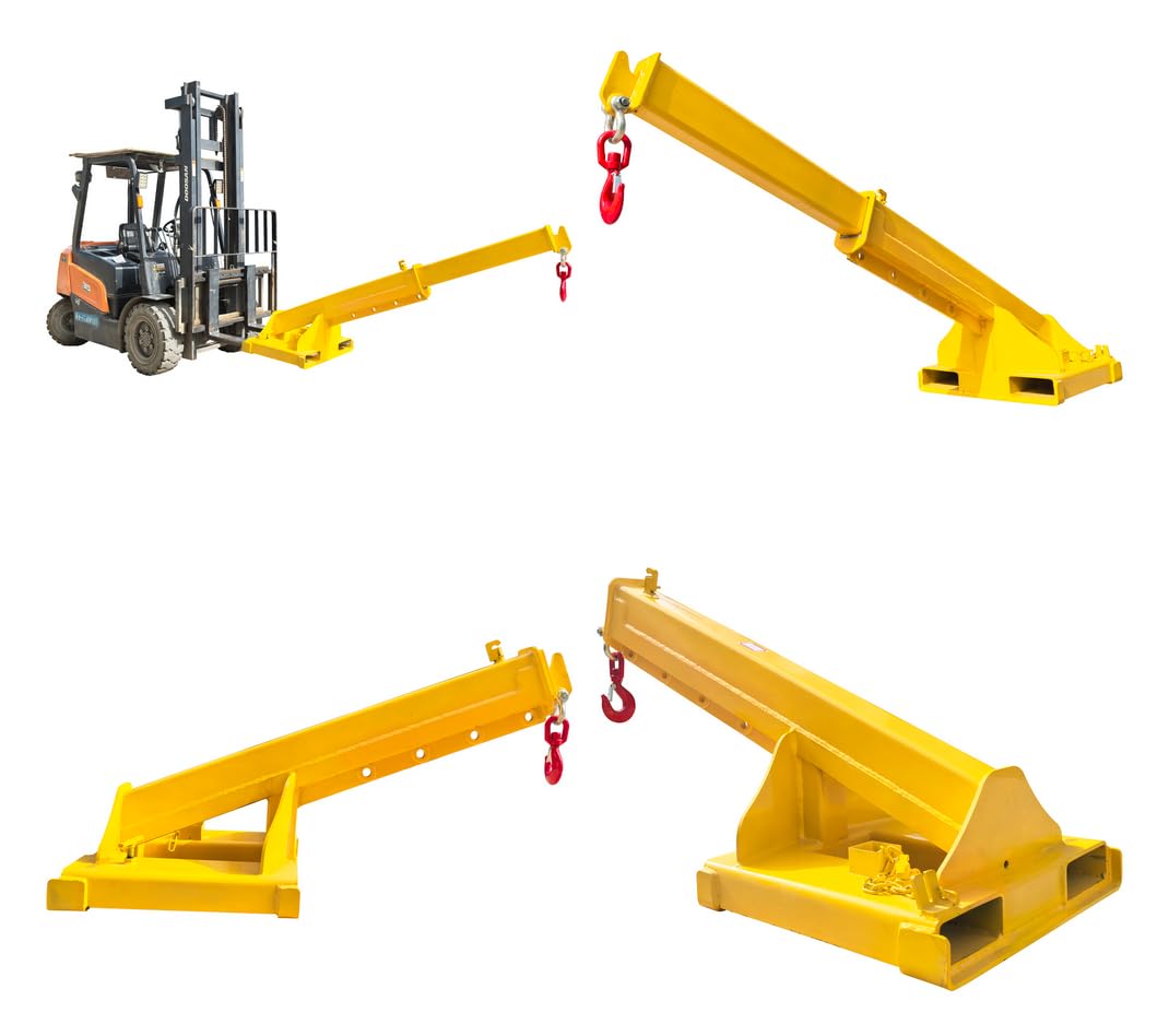 Yokoma 3000KG/6600LB Forklift Jib Boom Crane, Mobile Crane Lifting Hook Fork Mounted Hoist, with Telescopic Booms Attachments for Towing Handling Equipment