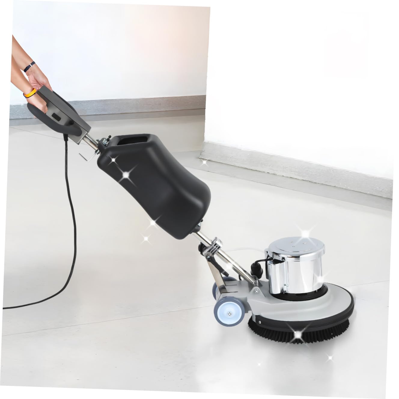 TOPPERFUN Commercial Floor Scrubber And Polisher: 1100w Heavy Duty Multi Purpose Electric Scrubber And Polisher, Speed 175, 17" Base Plate Diameter for Hardwood, Tile And Commercial Carpet Cleaning