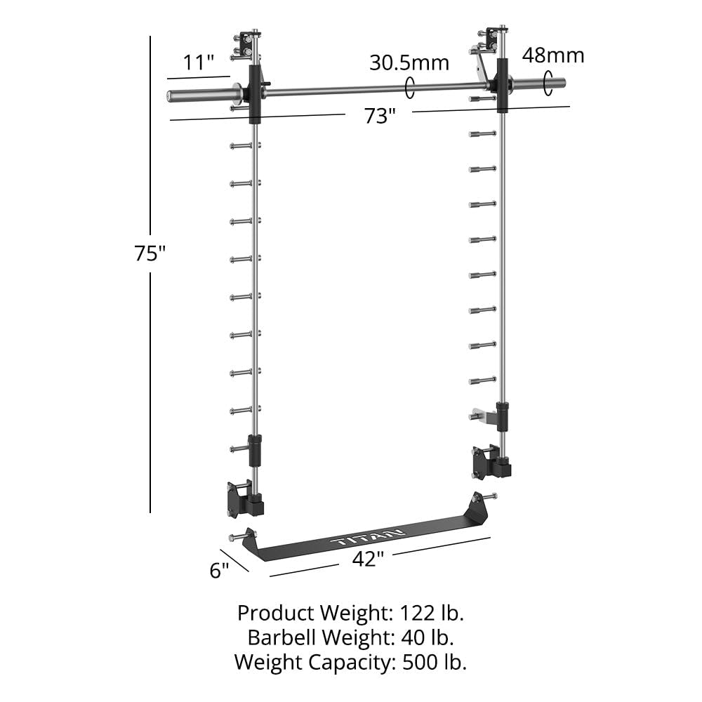 Titan Fitness X-3 Series 90" Smith Machine Power Rack Attachment, 500 LB Capacity, Comes with Smith Olympic Bar, Guide Rods, Safety Catches, Spotter Hooks