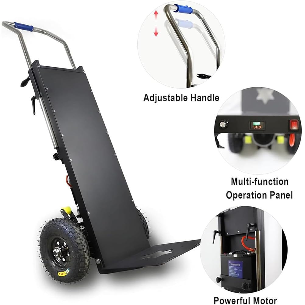 Electric Stair Climber Heavy Object Sack Truck Removable Battery Load Capacity for Straight Curved Stairs Effortless Heavy Load Transport Electric Stair Climbing (I)