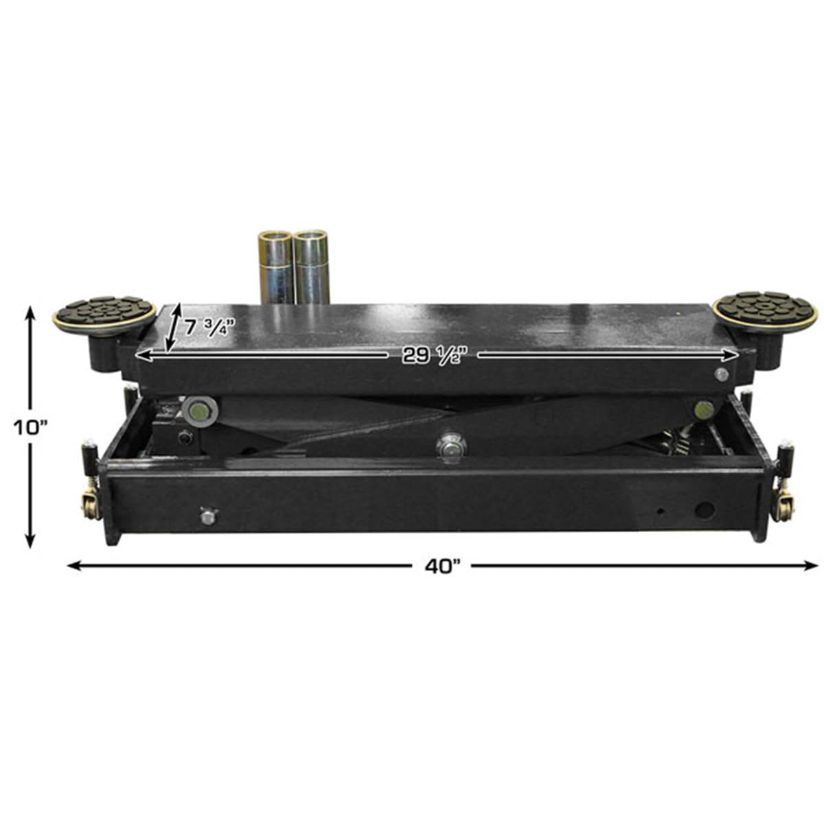 ATLAS Automotive Equipment RJ8000BK Rolling Bridge Jack, 8,000lb. Capacity, Air Hydraulic Operated, 70-115 PSI, Compact Size, Low Profile, Multiple Safety Lock Positions, 4 Piece Truck Adapters