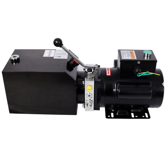 Heavy-Duty Hydraulic Power Unit for Car Lifts, AC 220V Single Phase, Replacement Pump for 2-Post & 4-Post Lifts, Auto Shop Equipment (Black, 6 Quart)