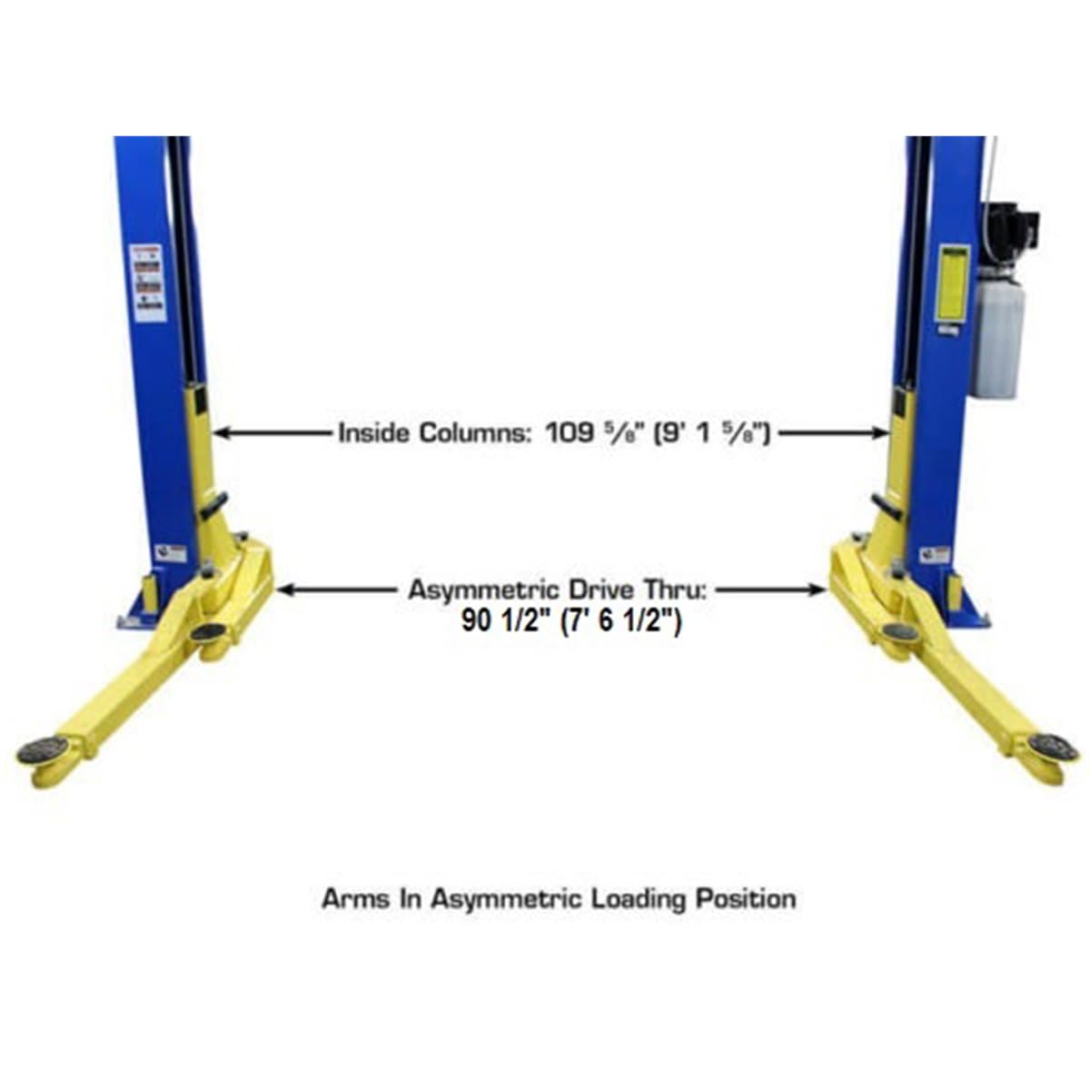 ATLAS Automotive Equipment PRO-9D 2-Post Vehicle Lift, 12' Minimum Ceiling Height, 9,000lb Capacity, Clear Floor Design, Asymmetric/Symmetric Arms, Dual Direct Drive Cylinders, for DIY/Hobbyists