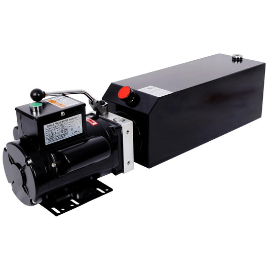Heavy-Duty Hydraulic Power Unit for Car Lifts, AC 220V Single Phase, Replacement Pump for 2-Post & 4-Post Lifts, Auto Shop Equipment (Black, 16 Quart)