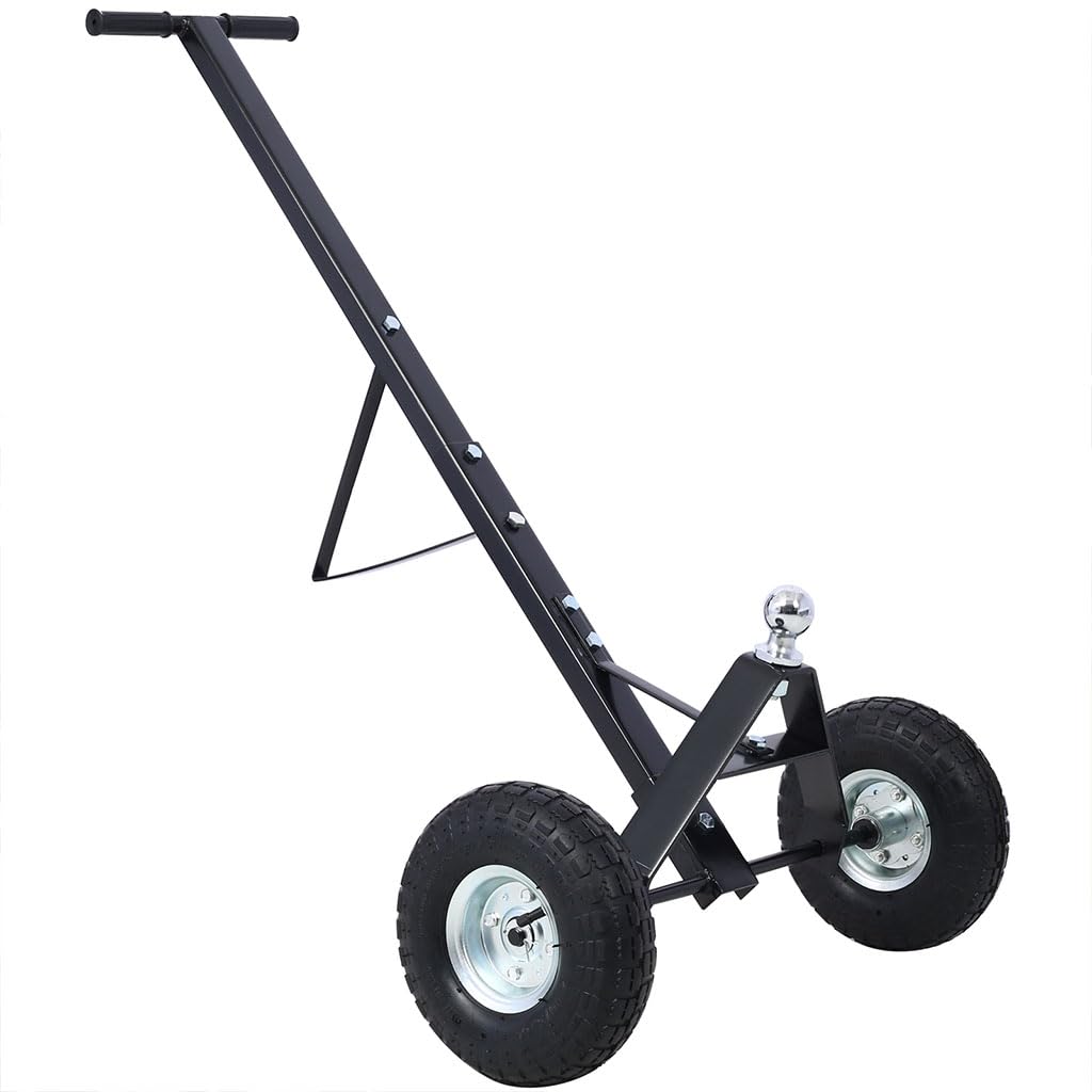 STANSS 600LBS Trailer Dolly, Heavy Duty Tow Dolly with Pneumatic Wheels & Hitch Ball, Carbon Steel Trailer Mover, Easy to Assemble, Trailer Mover Dolly for Car, RV, Boat, Driveway, Harbor,Black