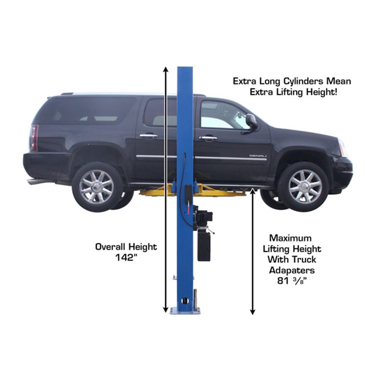 Atlas Automotive Equipment 9OHSC-SS 2-Post Vehicle Overhead Lift, 11’9” Minimum Ceiling Height, 9,000lb Capacity, Clear Floor, 11'10" Height, 3-Stage Front and 2-Stage Rear Arms, for DIY/Hobbyists