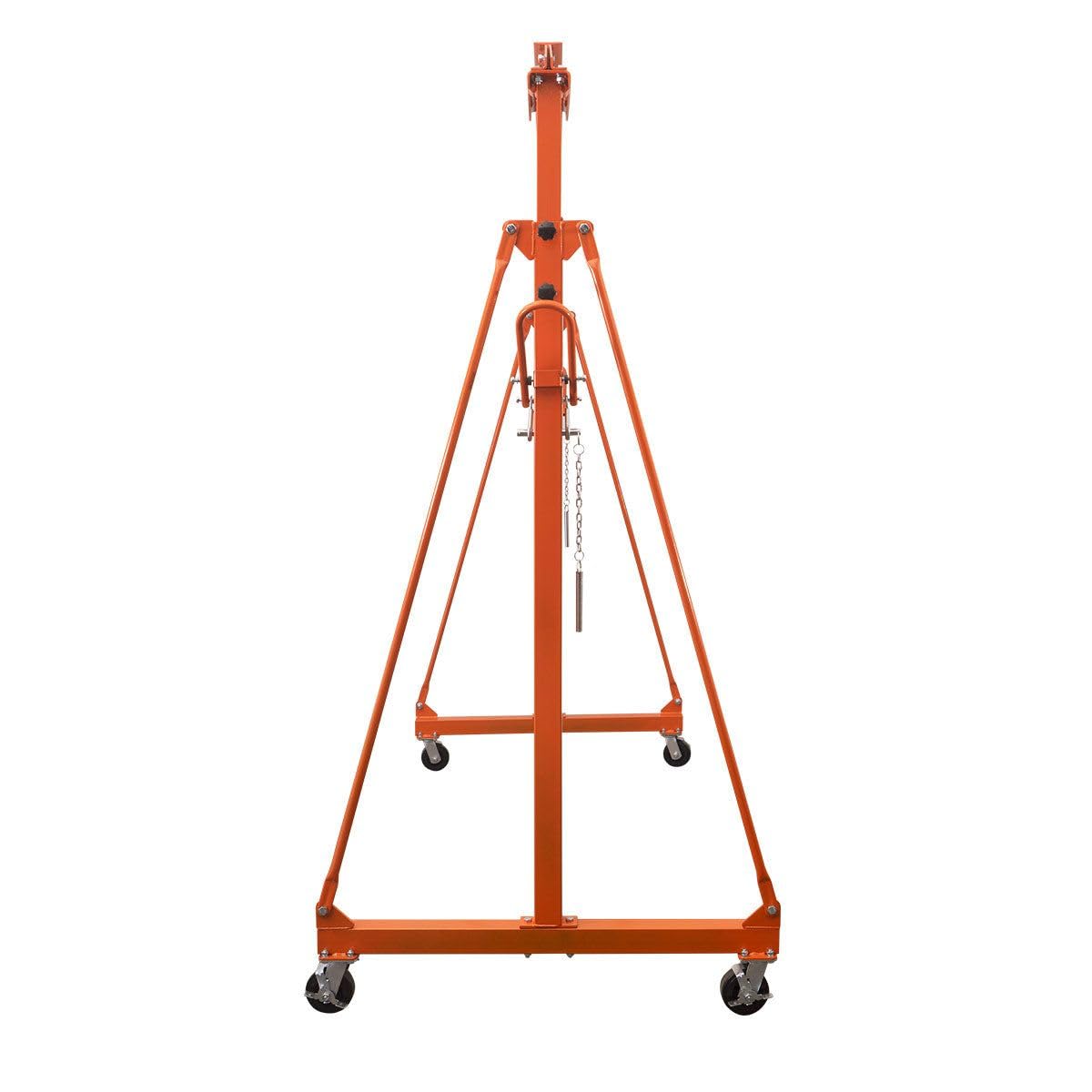 Adjustable Height Gantry Crane 1100-lb Capacity,All-Steel Portable Crane with Auto-Lock and Locking Casters,95-142 Inch Height Industrial Lifting Equipment for Warehouse,Workshop