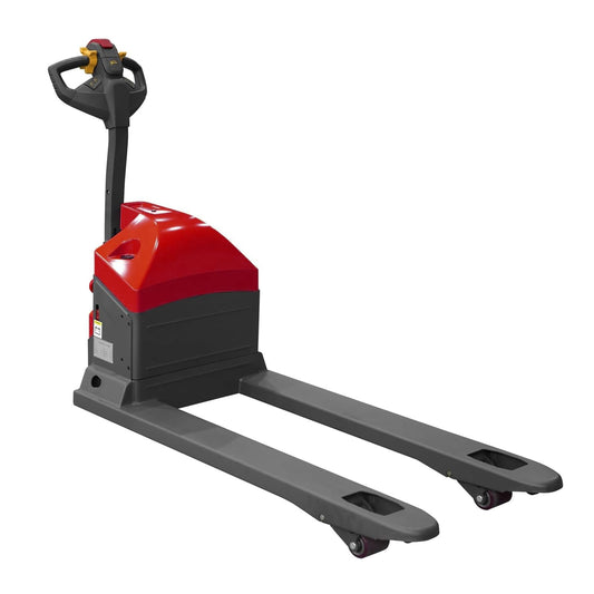 Tory Carrier Electric Pallet Jack - Truck Power Battery 3300lb Capacity 48x27 Forks Long Battery Life, New Version Handle Used in Warehousing and Handling-Red