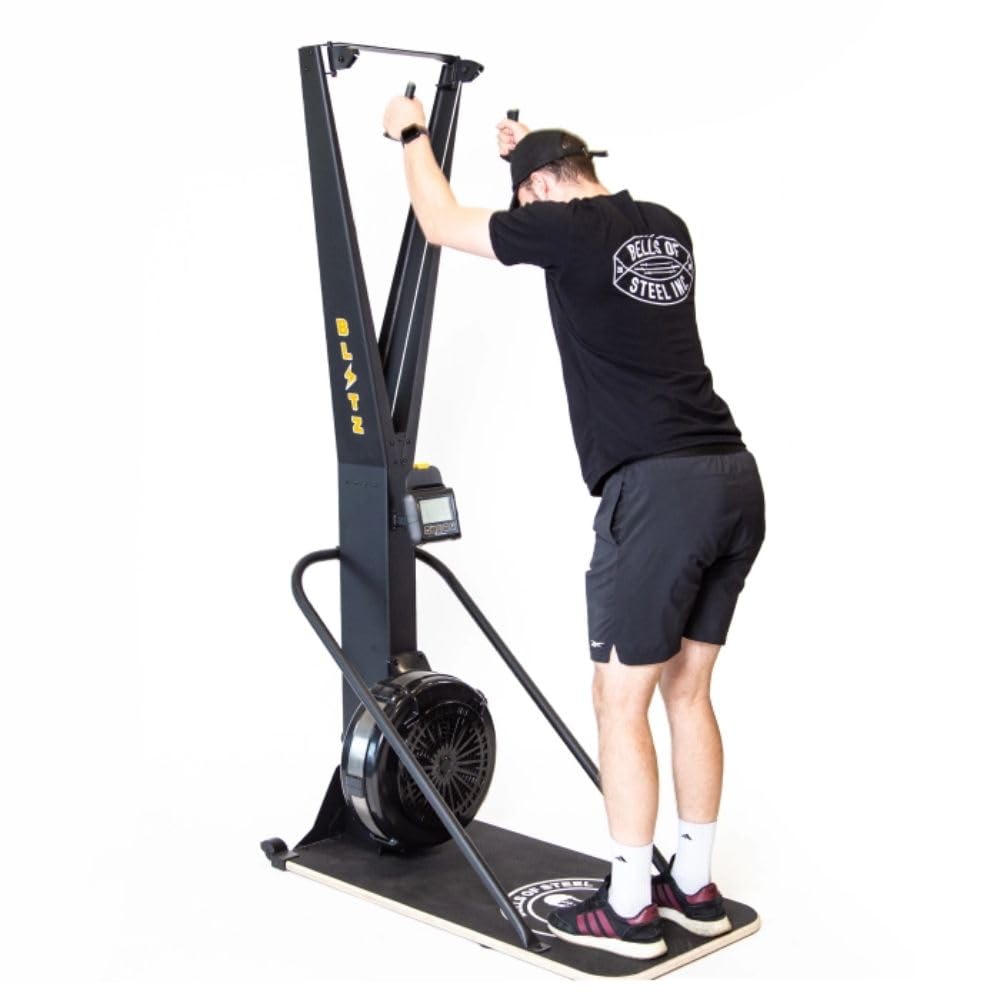 Ski Machine Exercise Equipment [Bells of Steel] Blitz Ski Exercise Machine - Adjustable Resistance Ski Simulator Exercise Machine, Fan-Based Flywheel - 330lb Capacity