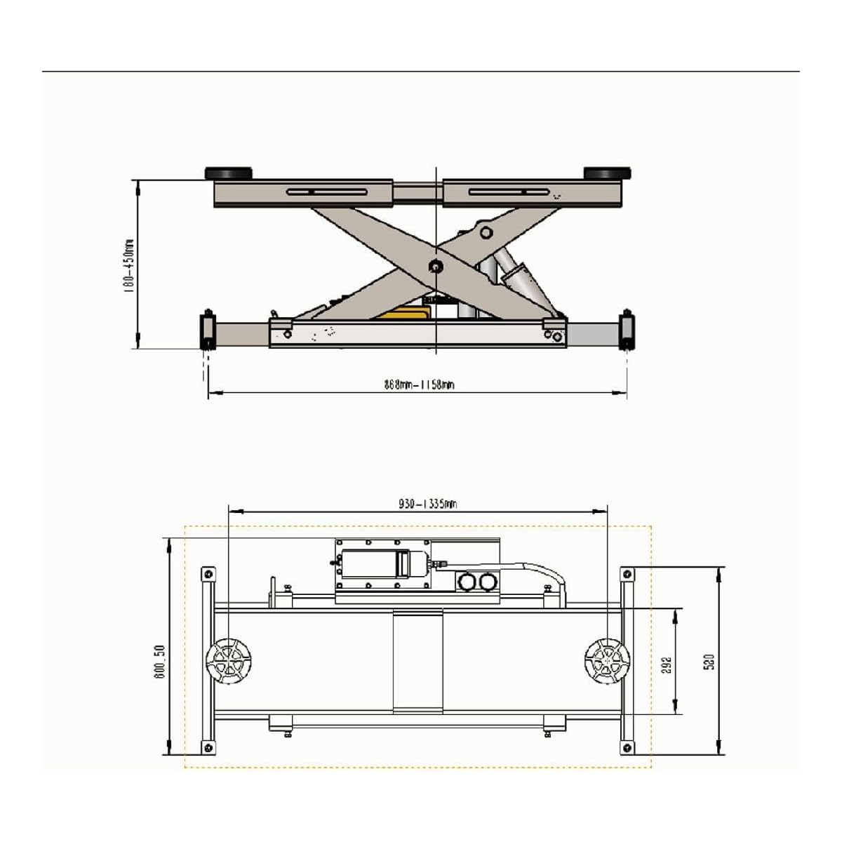 Rolling Jack Bridge Jack for KT-4H120PX/4M110PA Four Post Lifts with 7000Lbs Lifting Capacity