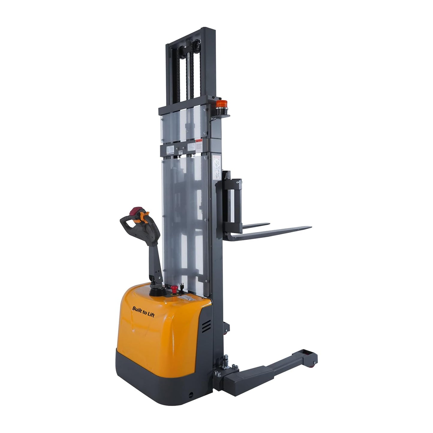 Built to Lift Full Electric Stacker, Pallet Stackers 98" Lifting, 3300lbs Material Lift Straddle Legs, Forklift for Warehouse with Adjustable Forks
