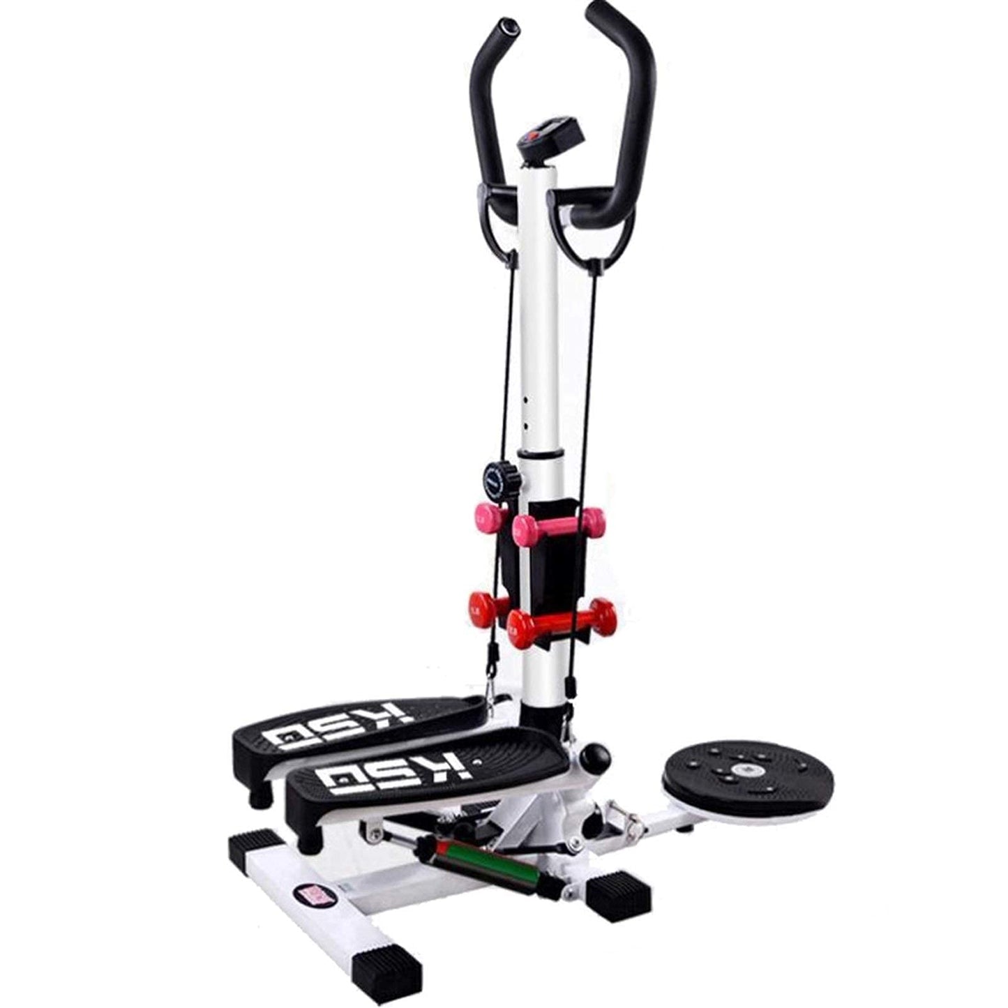 ZHCWEP Mini-Stepper Swing Stepper Stepper for Exercise Mini Stair Stepper Workout Step Machine Home Silent Fitness Equipment for Men and Women with Dumbbells and Waist Twist Efficency, White