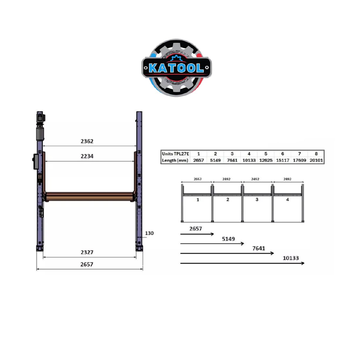 KATRAX KT-P2700 6600lbs (3000kg) 83 Inch Double Deck 2 Post Auto Lift Smart Parking Lift System Two Post Car Lift
