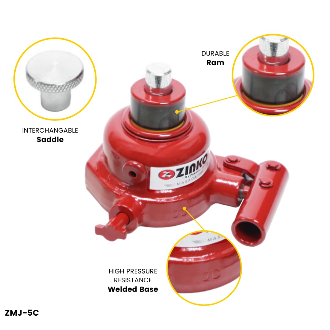 ZINKO 5-Ton Mini Hydraulic Bottle Jack, 0.78" Stroke, 3.15" Max. Height Model: ZMJ-5C