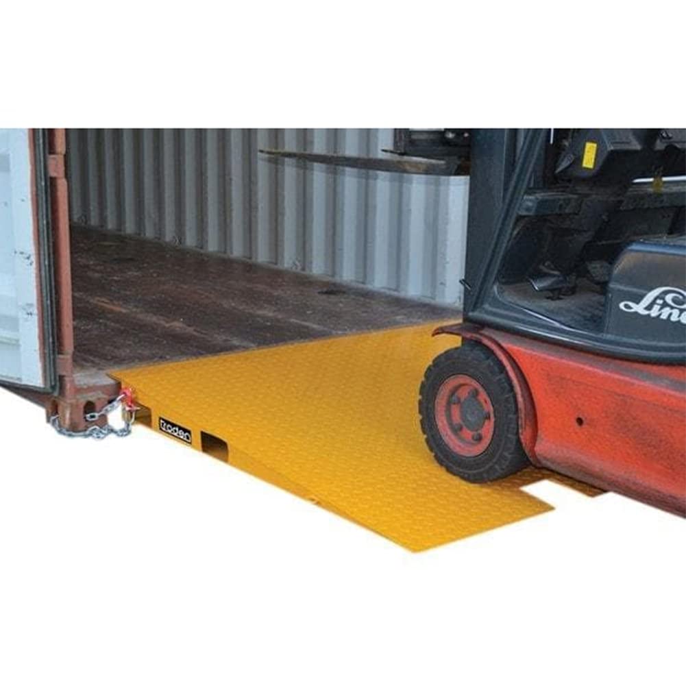 DMC-FPPS 68'' x 86'' Heavy Duty Shipping Container Ramp - 16,000lbs Capacity, 6.5" Height Differential, Forklift Compatible, 10 Gauge Steel - Ideal for Warehouse, Dock & Yard Use