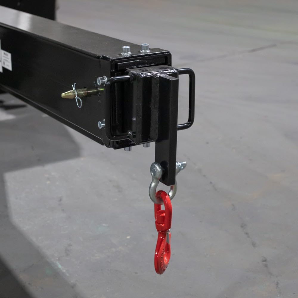 Titan Attachments Skid Steer Adjustable Jib Crane with 3 Ton Hook, 120" Manual Telescoping Boom, Adjustable Hook Points, SSQA Skid Steer Connection, 5,000 LB Max Lift Capacity