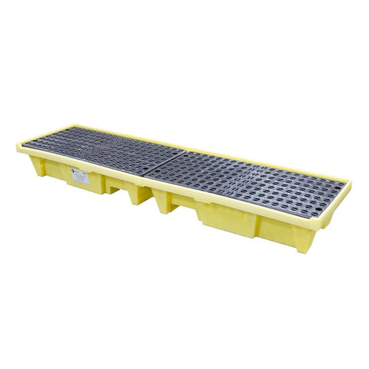 Enpac 4 Drum in-Line Poly Spill Pallet, Yellow, Non-Skid, Nestable Stacking, Easy Loading