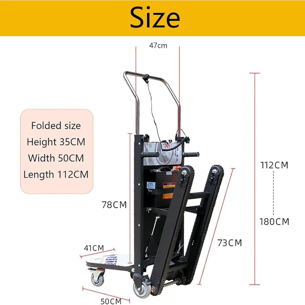 Electric Stair Climber Heavy Object Sack Truck Removable Battery Load Capacity for Straight Curved Stairs Effortless Heavy Load Transport Electric Stair Climbing (E)