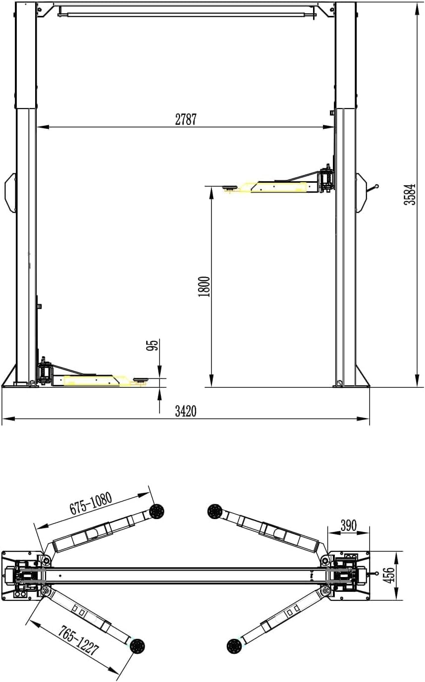 11000 Lbs 2 Post Lift Single Point Lock Release Direct Drive (no Chain) Car Lift with Asymmetry 3+2 Arm with 3.0HP Bucher Pump KT-AS110D Auto Lift Two Post Lift (Black)