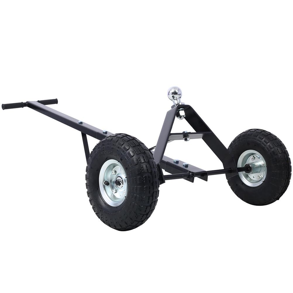 CWKISS Heavy Duty Trailer Dolly with 10" Pneumatic Tires, 800 lbs Load Capacity, 44" Long Handle & 1-7/8" Hitch Ball, Manual Steel Tow Dolly for Boat, Utility, Jet Ski, and Cargo Trailers,Black