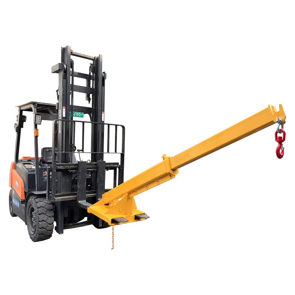 BEILOCKERY 3T/6600LBS Adjustable Mobile Crane Lifting Hoist Truss Jib Boom with Hook, 63"-98" Telescopic Arm, Multi-Functional Accessories for Forklifts Cranes