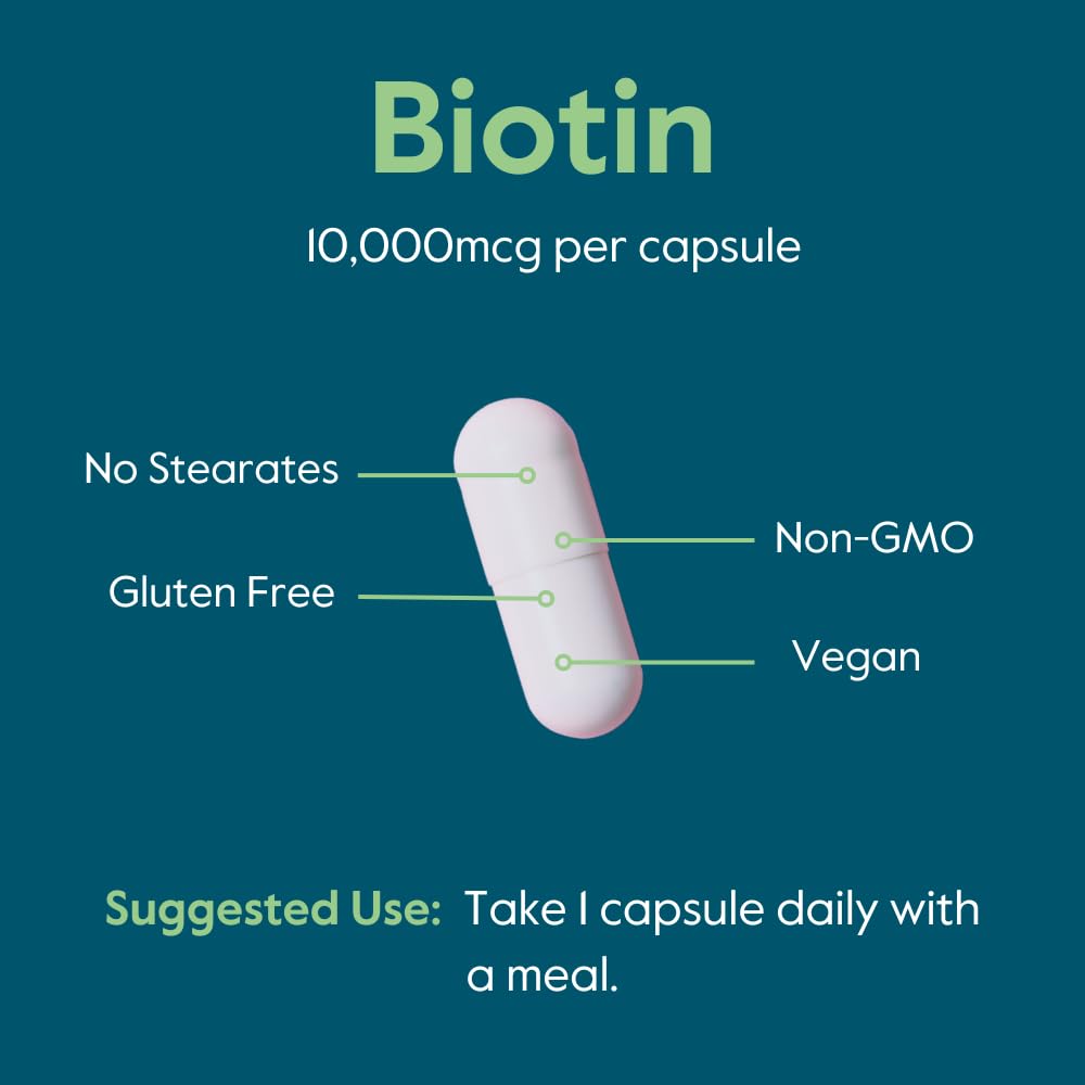 BESTVITE Biotin 10,000mcg (240 Vegetarian Capsules) - No Stearates - No Dicalcium Phosphate - No Artificial Sweeteners - No Flavors - No Flow Agents - Vegan - Non GMO - Gluten Free