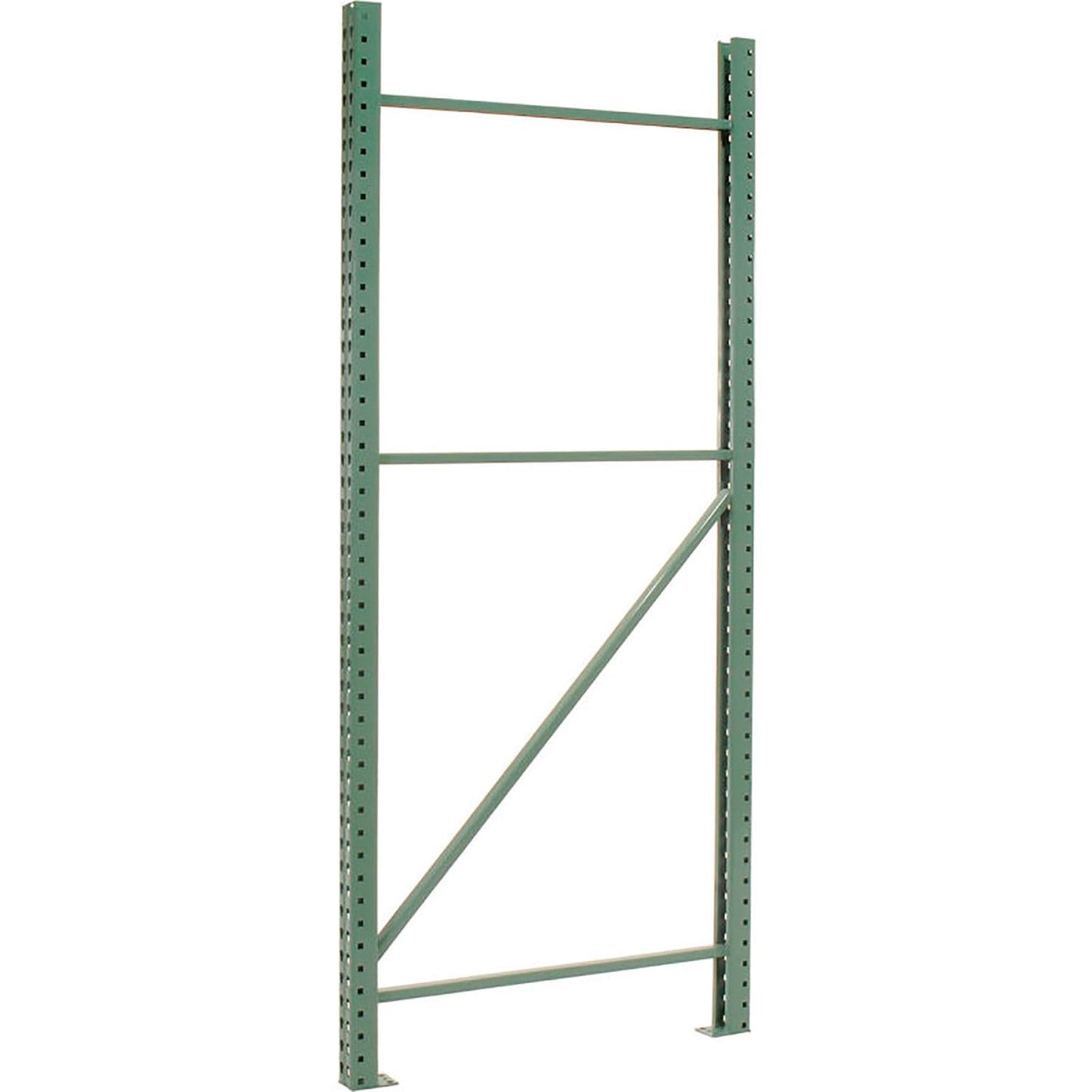 Global Industrial Teardrop Pallet Rack Starter Unit, 120"W x 48"D x 120"H, 5630 lbs Shelf Capacity, Steel Construction, Orange & Green, For Industrial Storage
