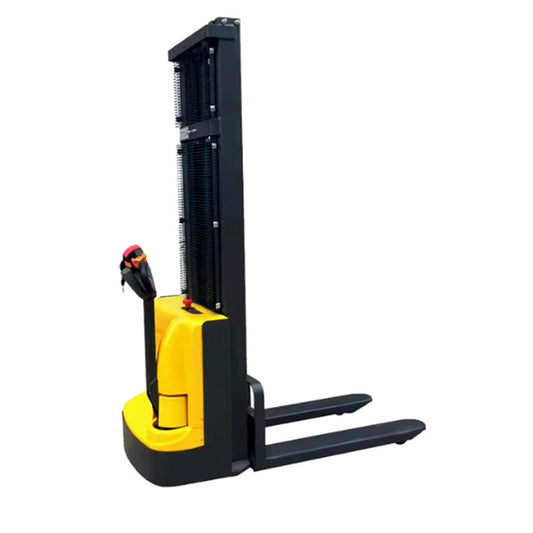 HNZXIB Electric Pallet Stacker Forklift - 3300 lbs Capacity, 130" Lift Height, Gel Battery Powered, Adjustable Forks (46.5"-62.3"), Straddle Legs, for Warehouses & Confined Spaces (3300LBS)