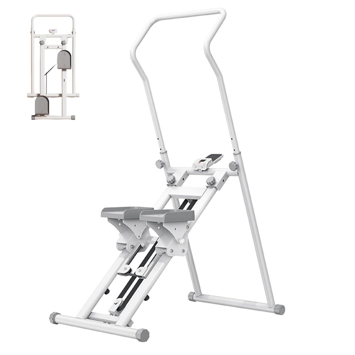 piudoiliy Vertical Climber Machine with LCD Monitor - Folding Full-Body Workout Stepper for Home Gym - Adjustable Stair Stepper with 3 Gear Height Settings