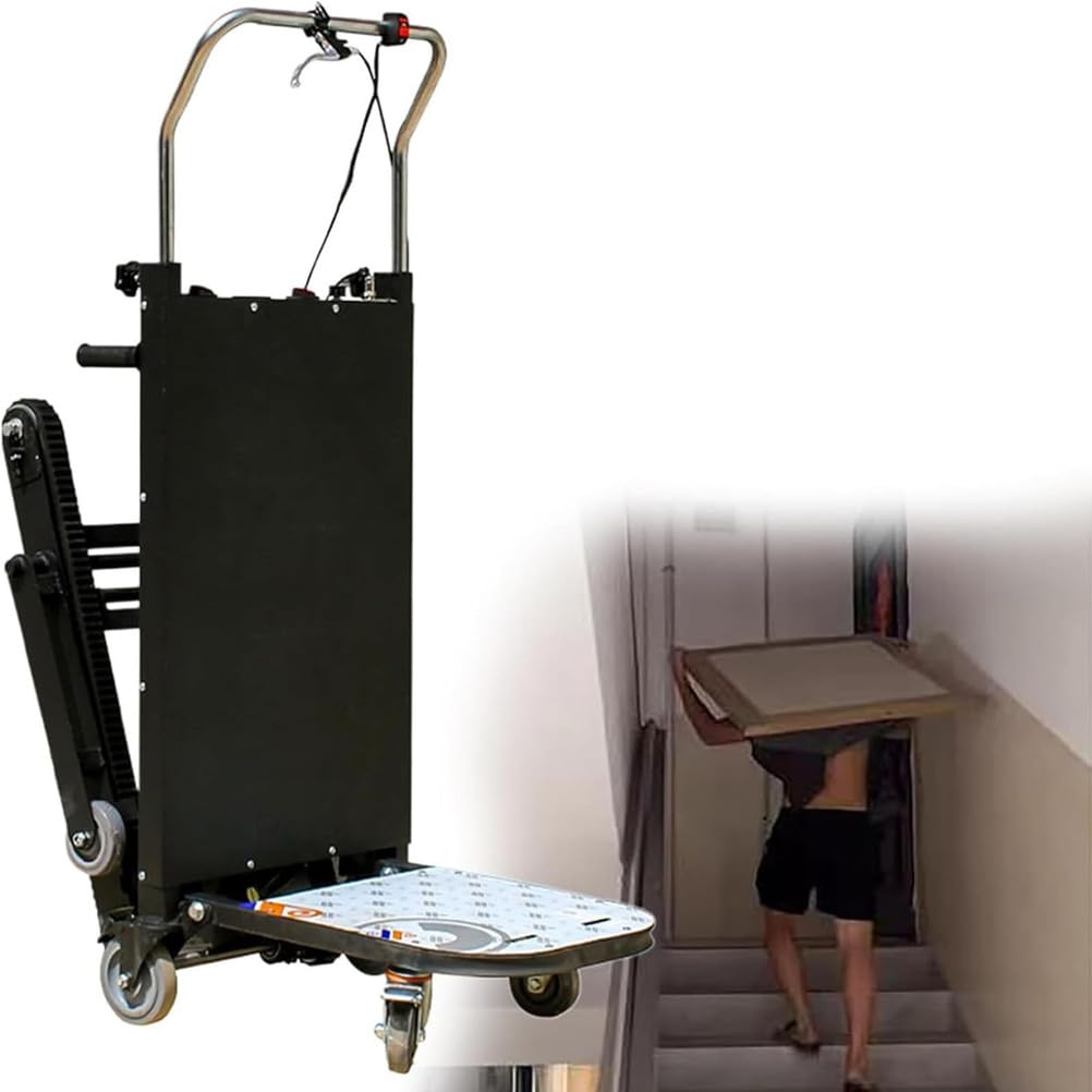 Electric Stair Climber Heavy Object Sack Truck Removable Battery Load Capacity for Straight Curved Stairs Effortless Heavy Load Transport Electric Stair Climbing (E)