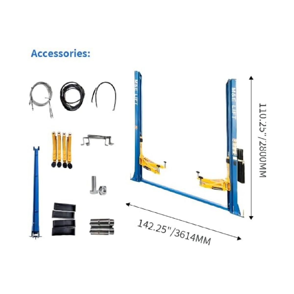ME-H1000 Two Post Car Lift 10,000-lb Lifting Capacity CE Certified 2 Post Lift, Auto Lift for Auto Repair Shops, Vehicle Lifts for Home Garage